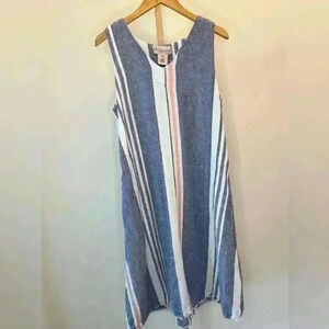 Philosophy Women's Striped Shift Dress M Multicolor Sleeveless Casual Linen